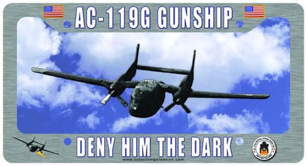 AC-119G Gunships Deny Him The Dark License Plate